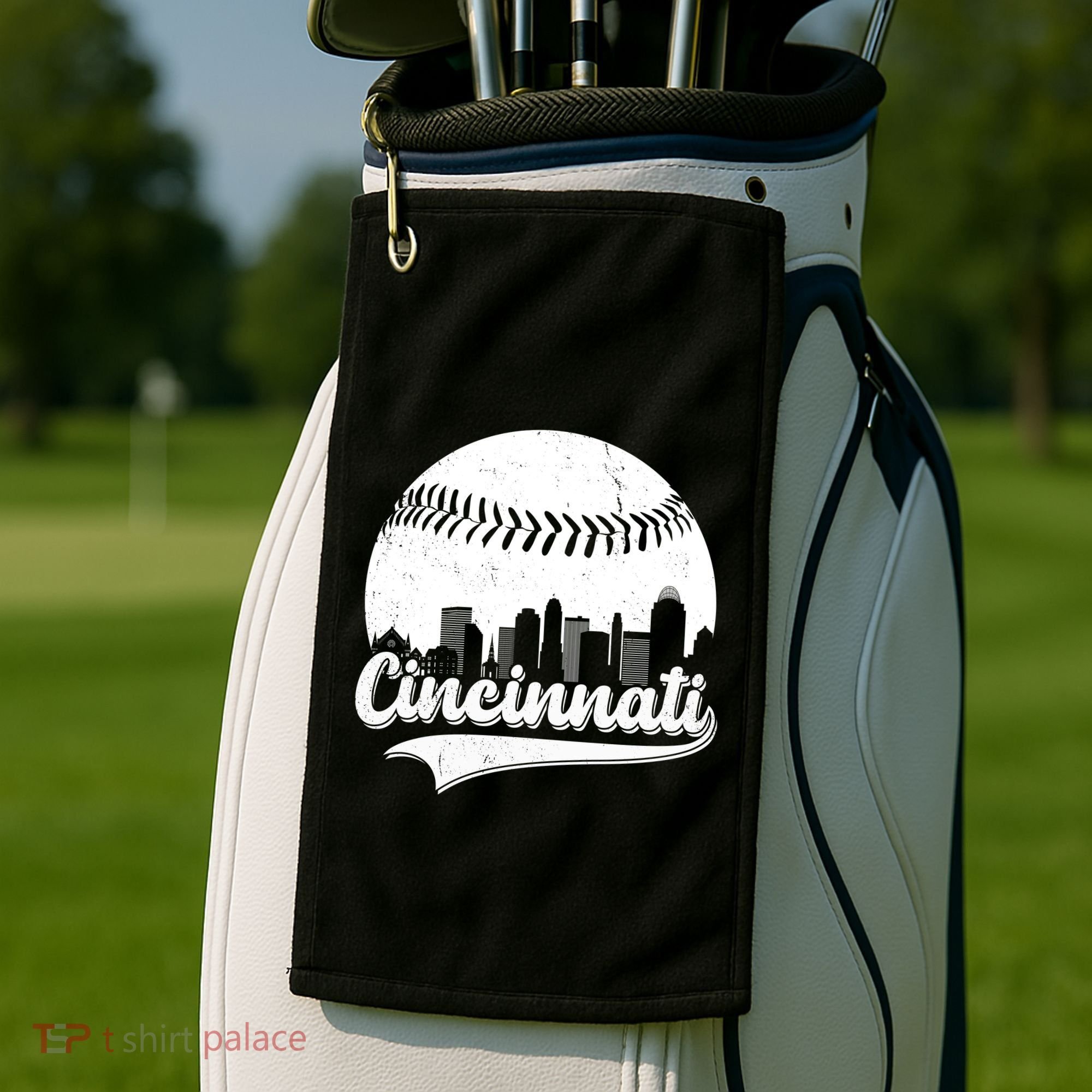 Cincinnati Baseball City Skyline Golf Towel
