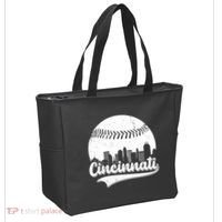 Cincinnati Baseball City Skyline Tote Bag thumb 2