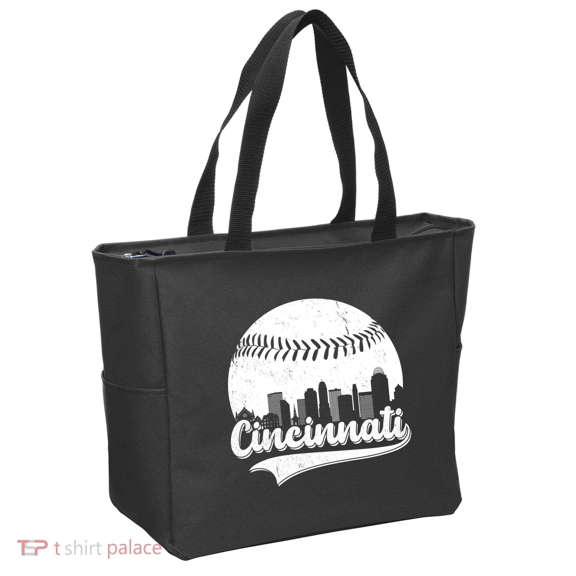 Cincinnati Baseball City Skyline Tote Bag