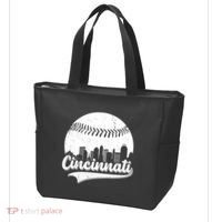 Cincinnati Baseball City Skyline Tote Bag thumb 3