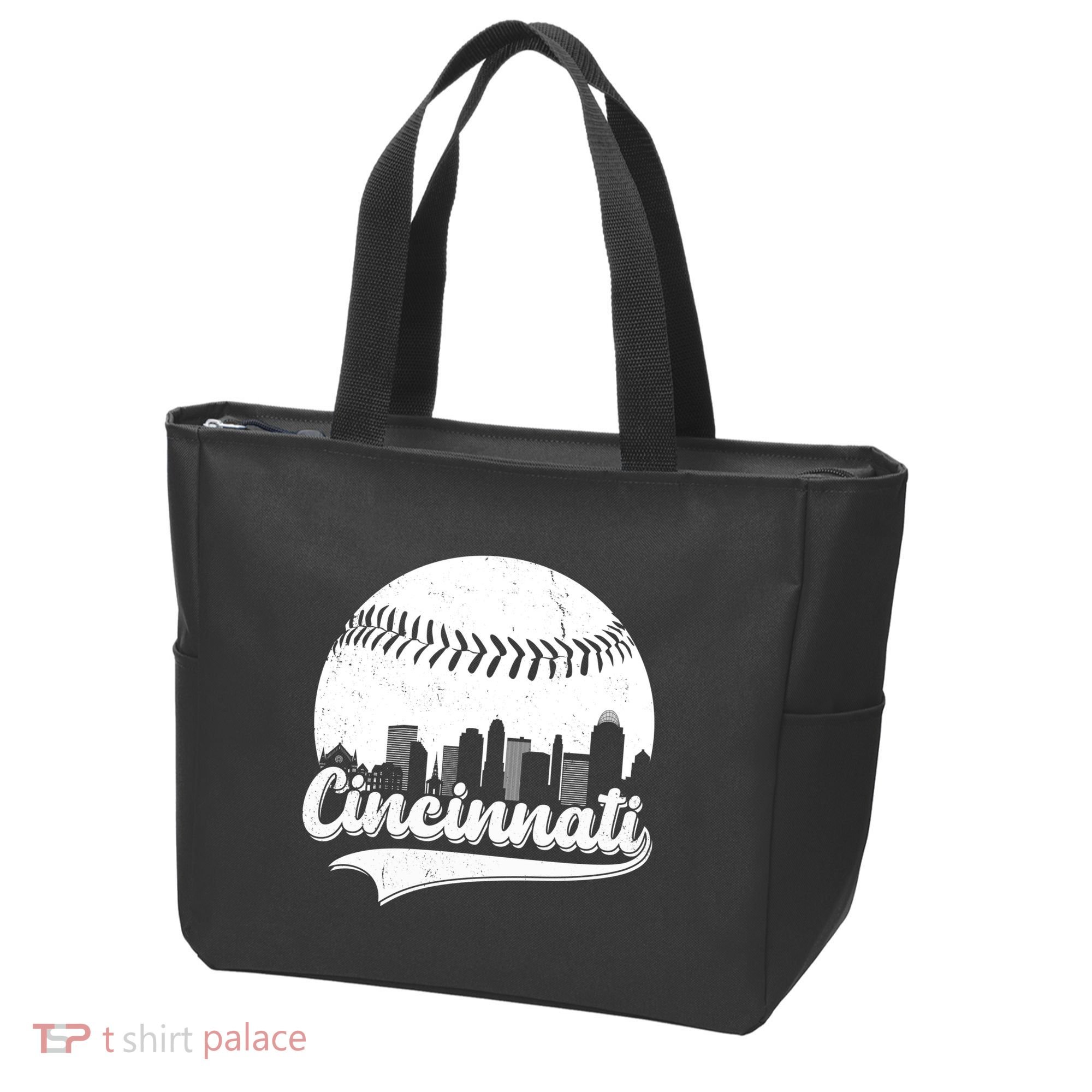 Cincinnati Baseball City Skyline Tote Bag