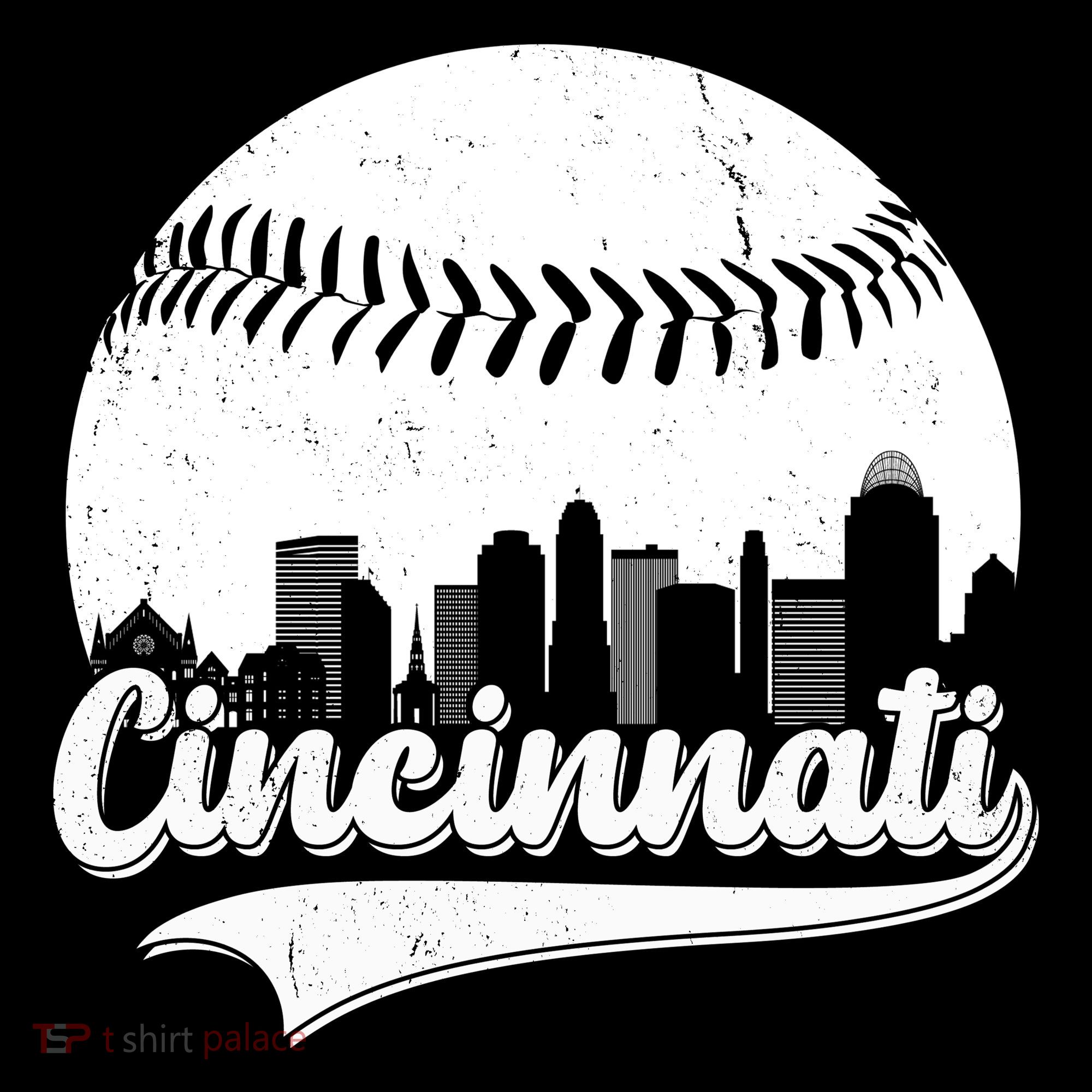 Cincinnati Baseball City Skyline Tote Bag