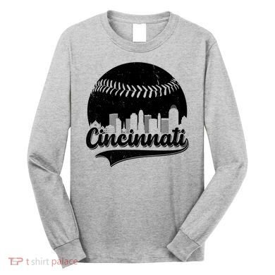 Cincinnati Baseball City Skyline Long Sleeve Shirt