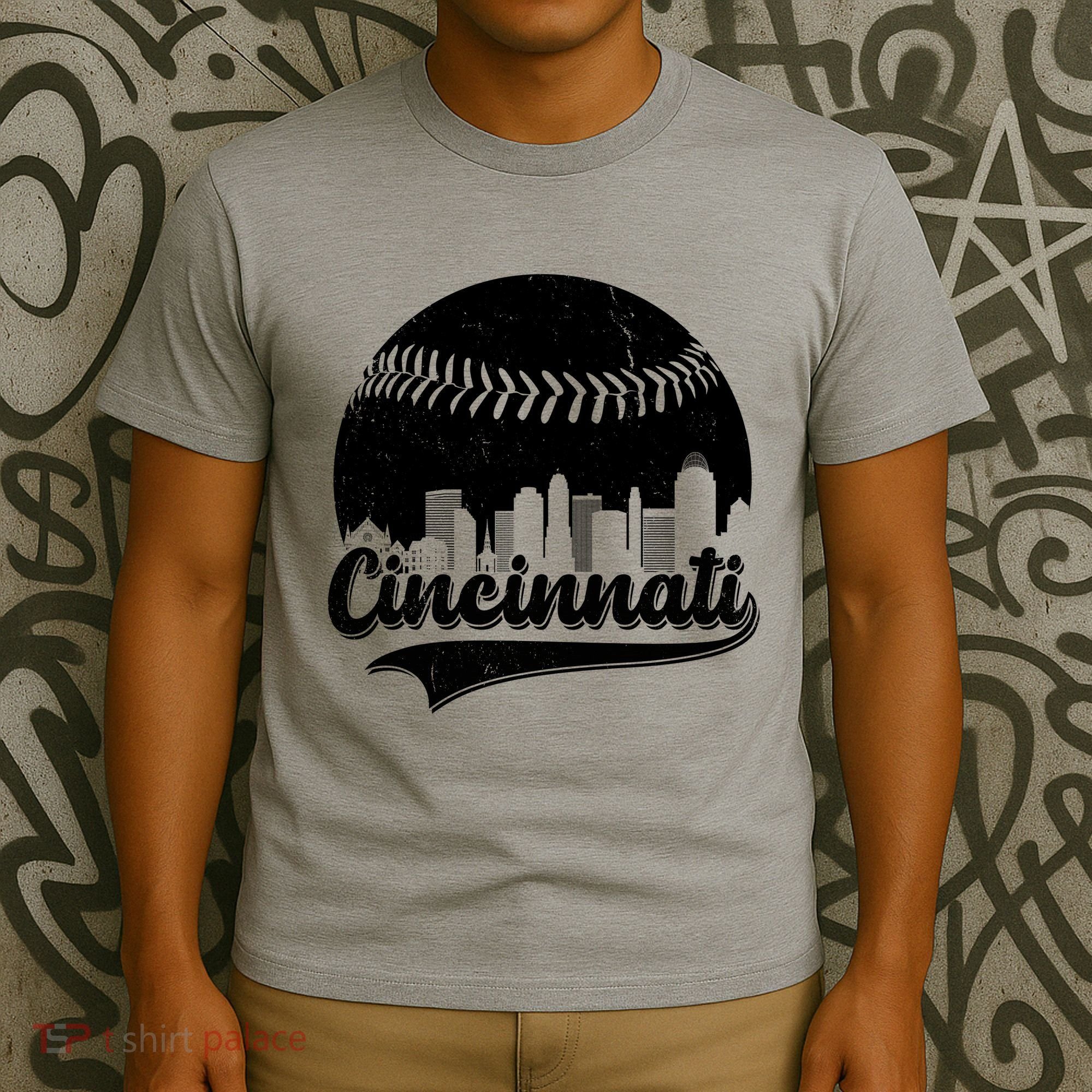 Cincinnati Baseball City Skyline T-Shirt