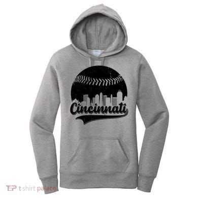 Cincinnati Baseball City Skyline Women's Hoodie