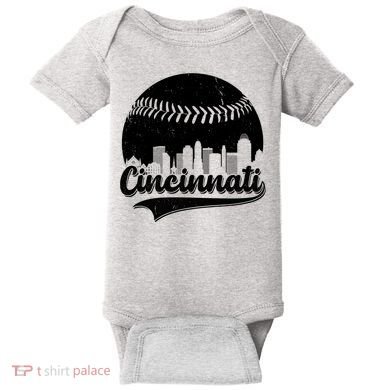 Cincinnati Baseball City Skyline Baby Bodysuit