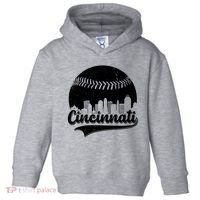 Cincinnati Baseball City Skyline Toddler Hoodie thumb 0