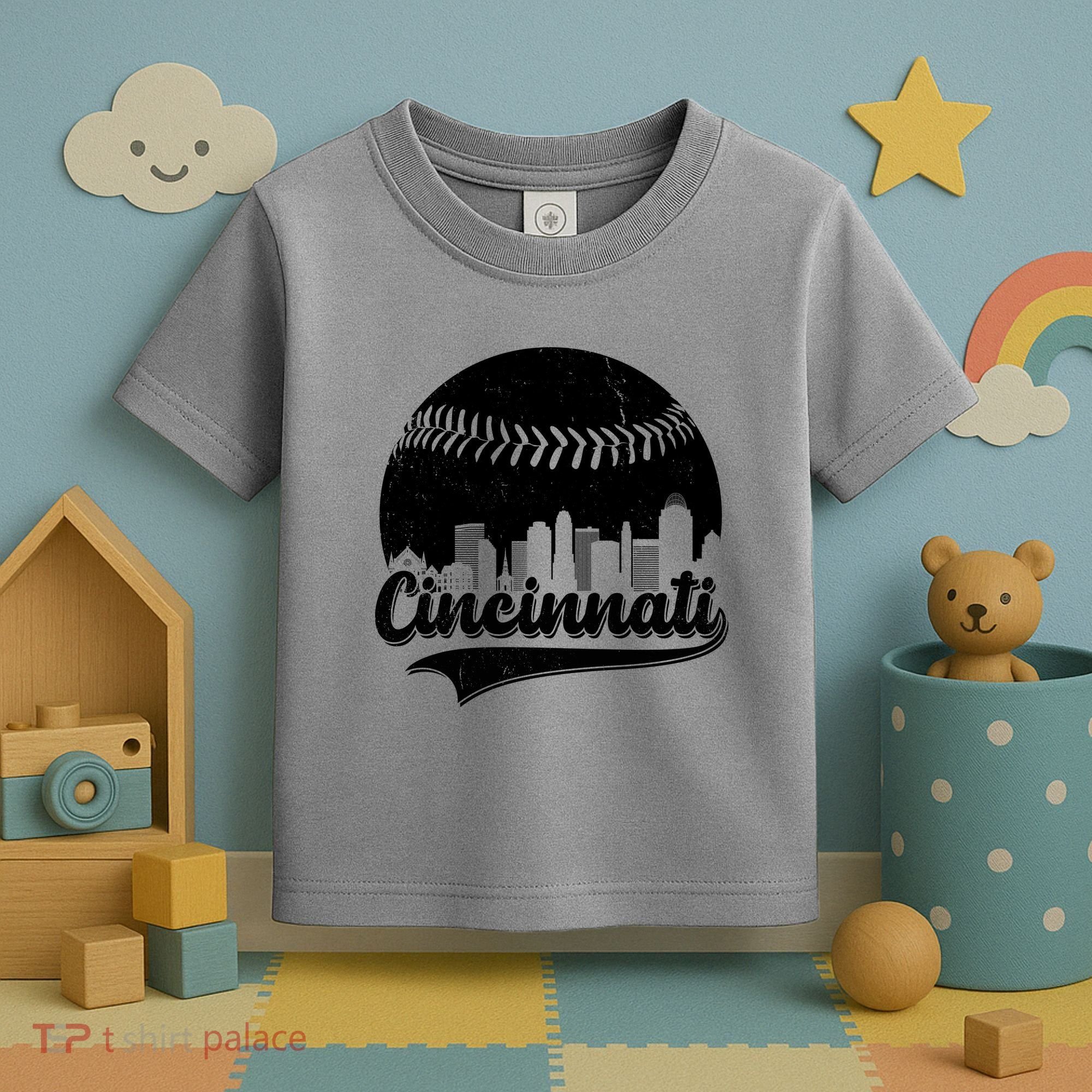 Cincinnati Baseball City Skyline Toddler T-Shirt