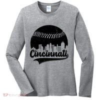 Cincinnati Baseball City Skyline Women's Long Sleeve Shirt thumb 0