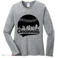 Cincinnati Baseball City Skyline Women's Long Sleeve Shirt thumb 0