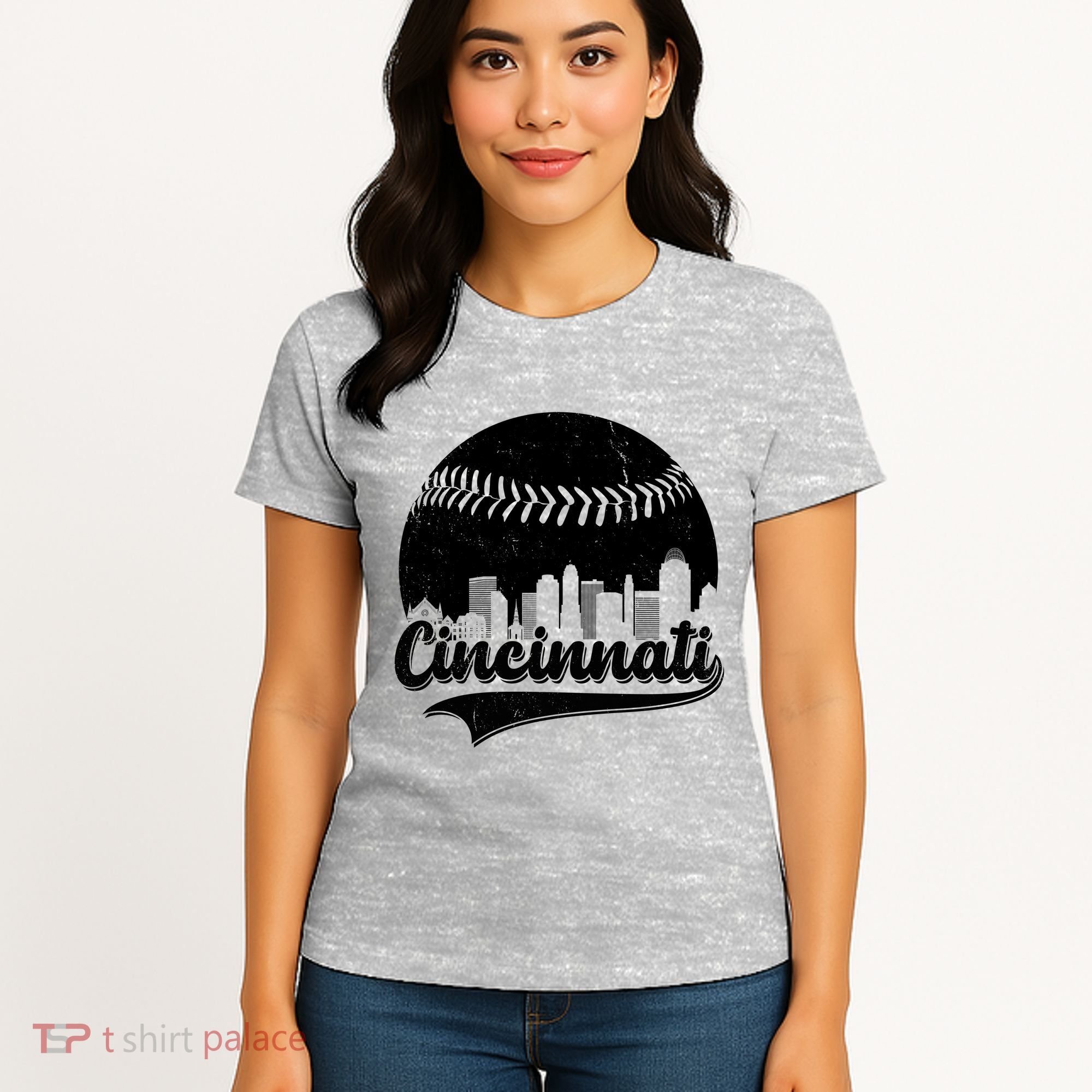Cincinnati Baseball City Skyline Women's T-Shirt