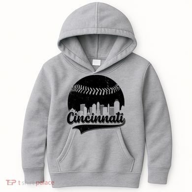 Cincinnati Baseball City Skyline Kids Hoodie
