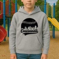 Cincinnati Baseball City Skyline Kids Hoodie thumb 2