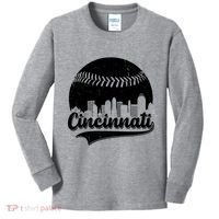 Cincinnati Baseball City Skyline Kids Long Sleeve Shirt thumb 0
