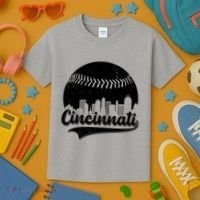 Cincinnati Baseball City Skyline Kids T-Shirt thumb 3