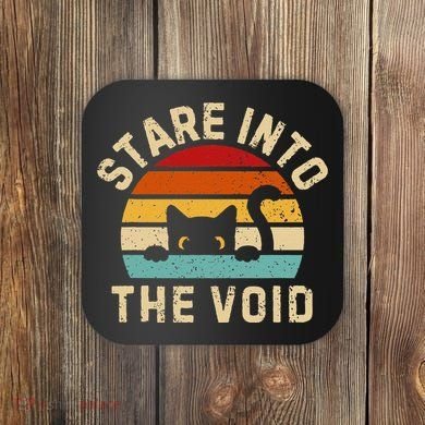 Cute Black Cat Stare Into The Void Coaster