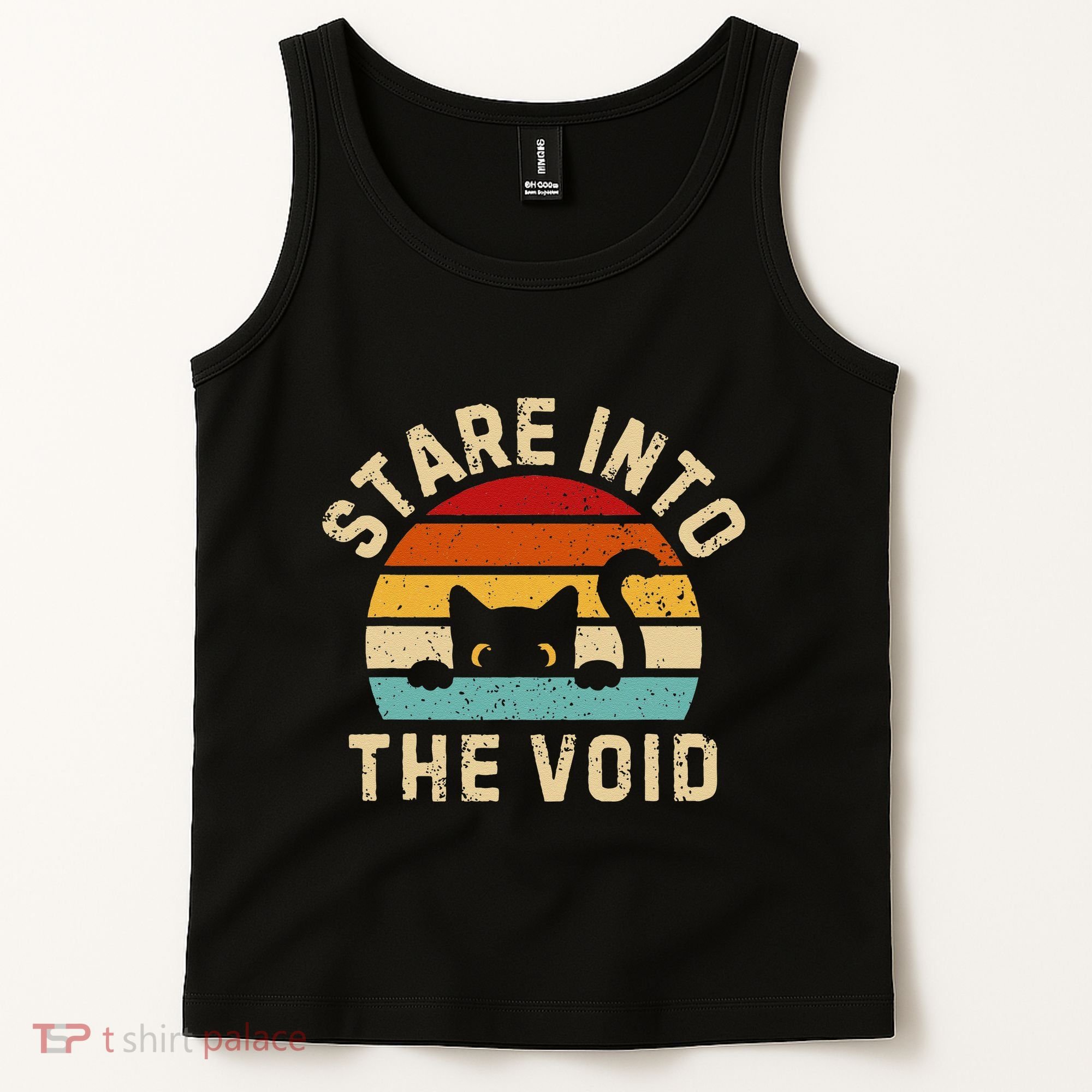 Cute Black Cat Stare Into The Void Tank Top