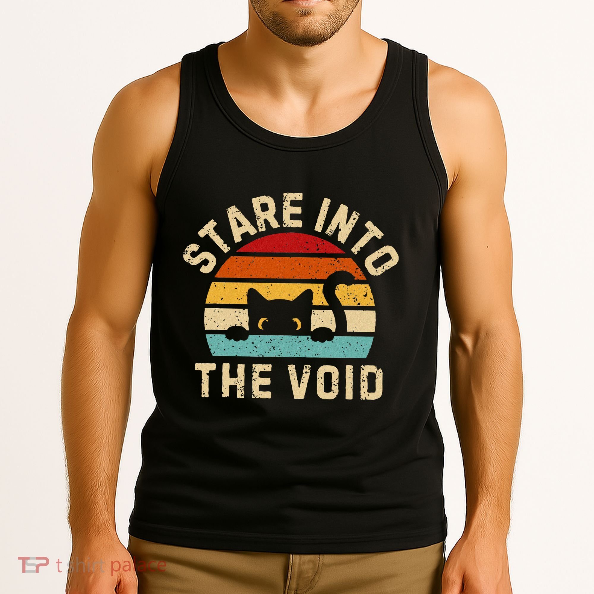 Cute Black Cat Stare Into The Void Tank Top