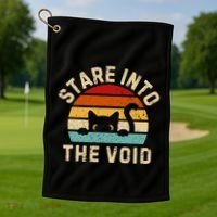 Cute Black Cat Stare Into The Void Golf Towel thumb 1