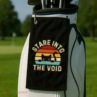 Cute Black Cat Stare Into The Void Golf Towel thumb 2