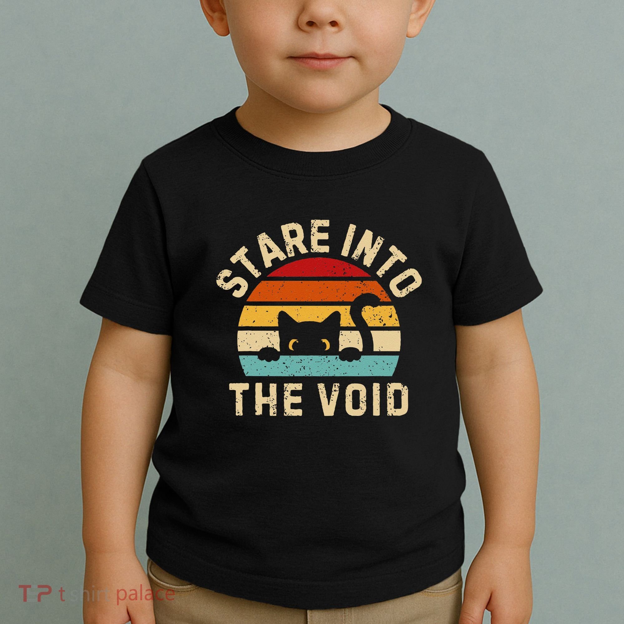 Cute Black Cat Stare Into The Void Toddler T-Shirt
