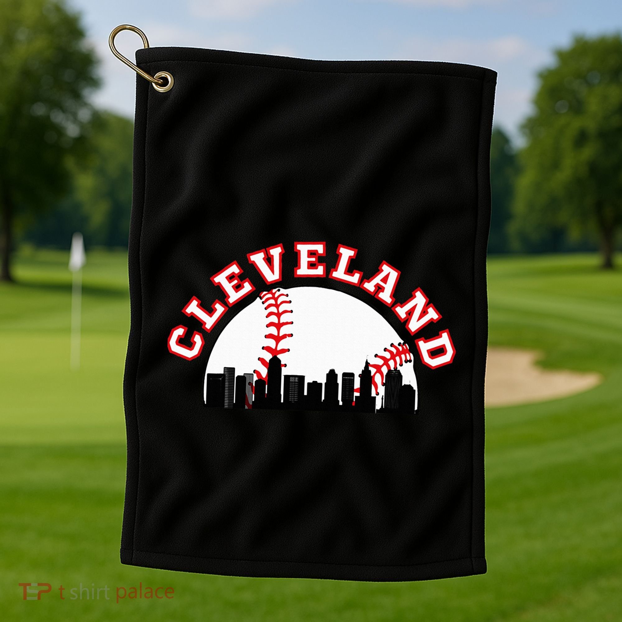 Cleveland Baseball Cleveland Oh Cityscape Cle Skyline Golf Towel