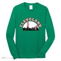 Cleveland Baseball Cleveland Oh Cityscape Cle Skyline Long Sleeve Shirt thumb 0
