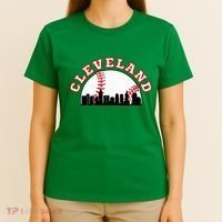 Cleveland Baseball Cleveland Oh Cityscape Cle Skyline T-Shirt thumb 4