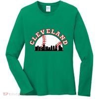 Cleveland Baseball Cleveland Oh Cityscape Cle Skyline Women's Long Sleeve Shirt thumb 0