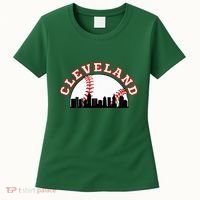 Cleveland Baseball Cleveland Oh Cityscape Cle Skyline Women's T-Shirt thumb 0