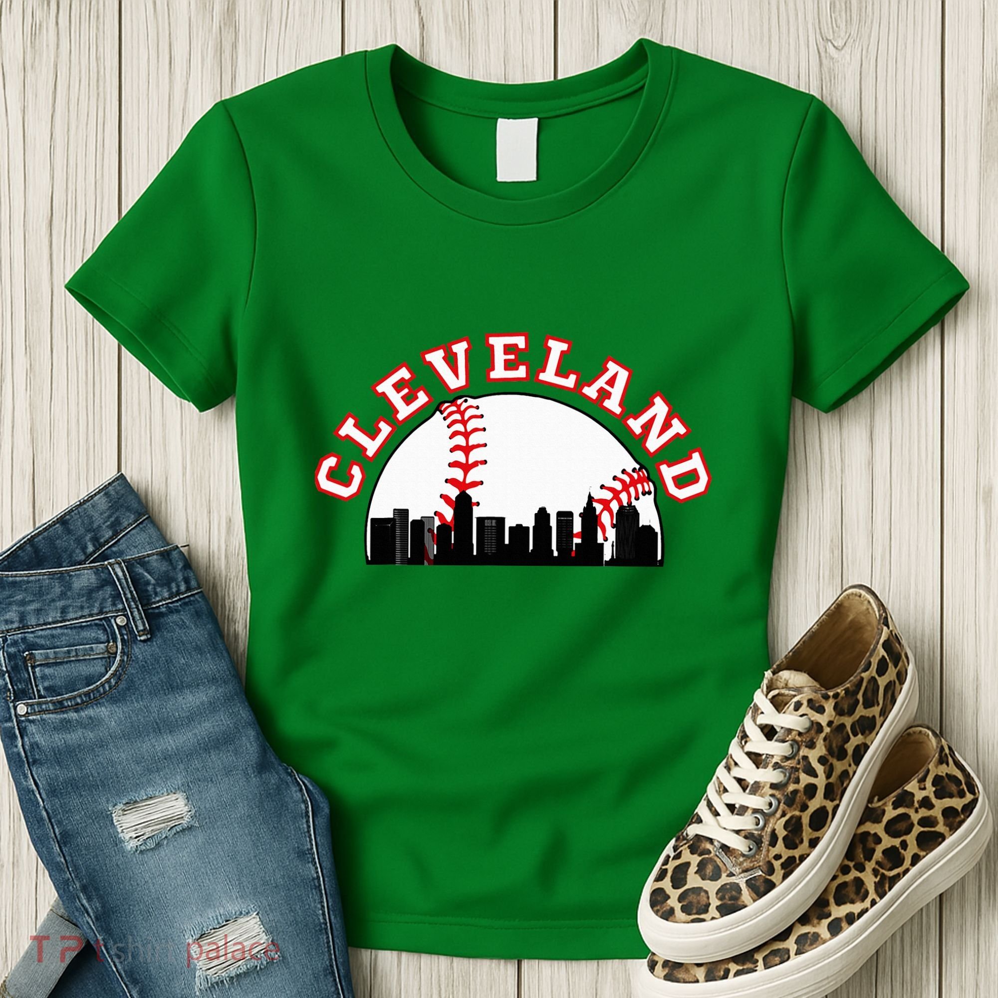 Cleveland Baseball Cleveland Oh Cityscape Cle Skyline Women's T-Shirt