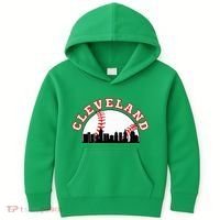 Cleveland Baseball Cleveland Oh Cityscape Cle Skyline Kids Hoodie thumb 0