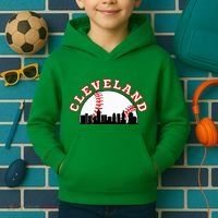 Cleveland Baseball Cleveland Oh Cityscape Cle Skyline Kids Hoodie thumb 2
