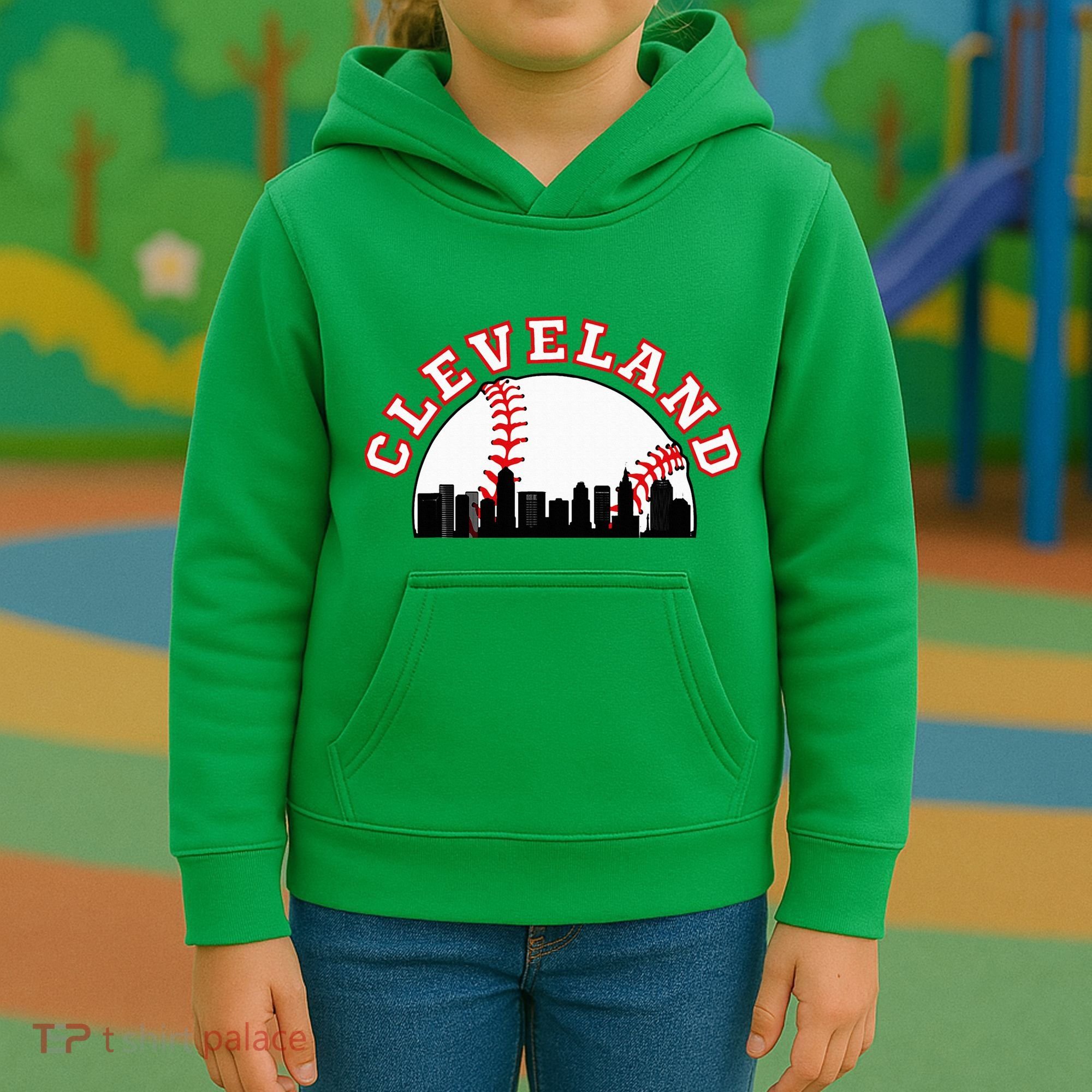 Cleveland Baseball Cleveland Oh Cityscape Cle Skyline Kids Hoodie