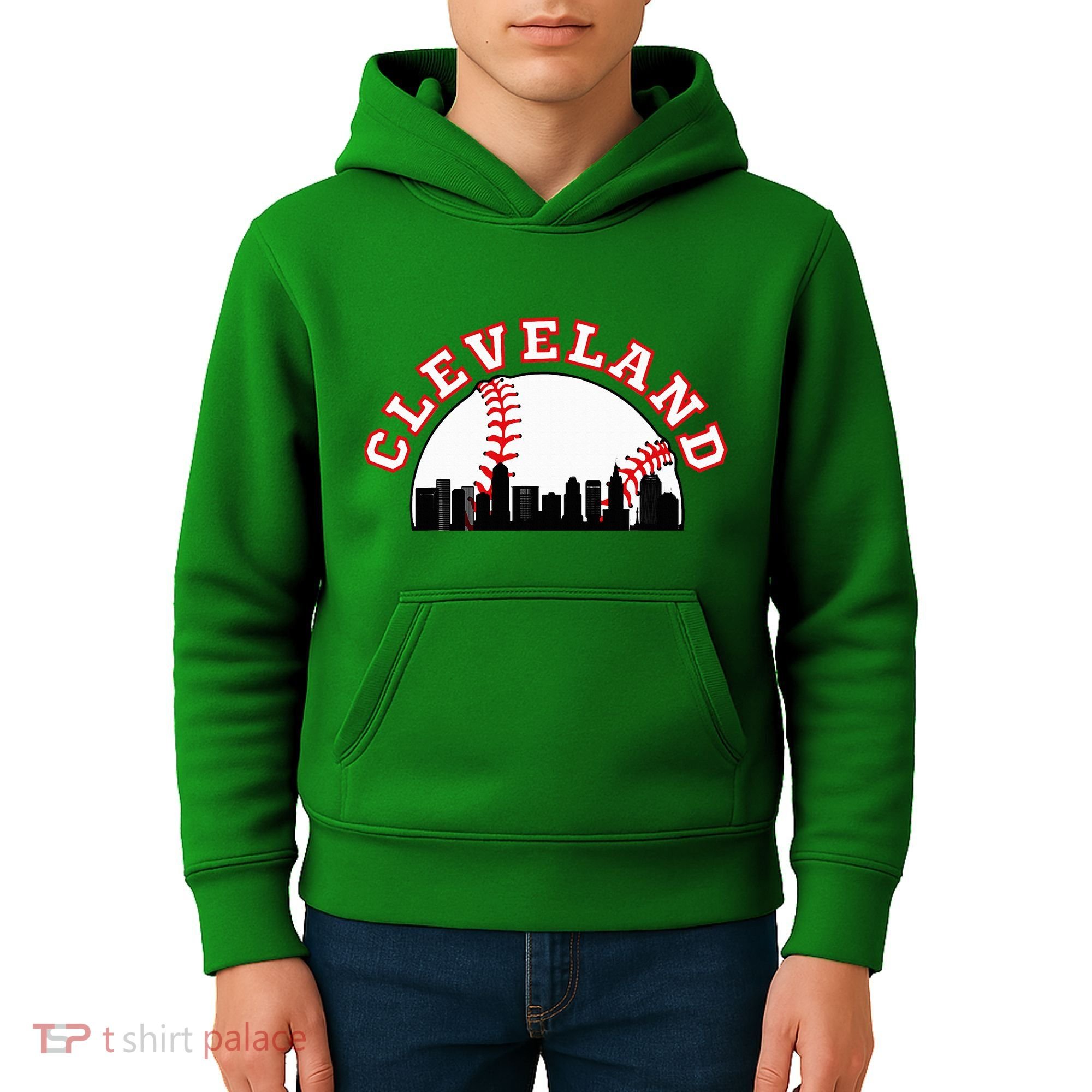 Cleveland Baseball Cleveland Oh Cityscape Cle Skyline Kids Hoodie