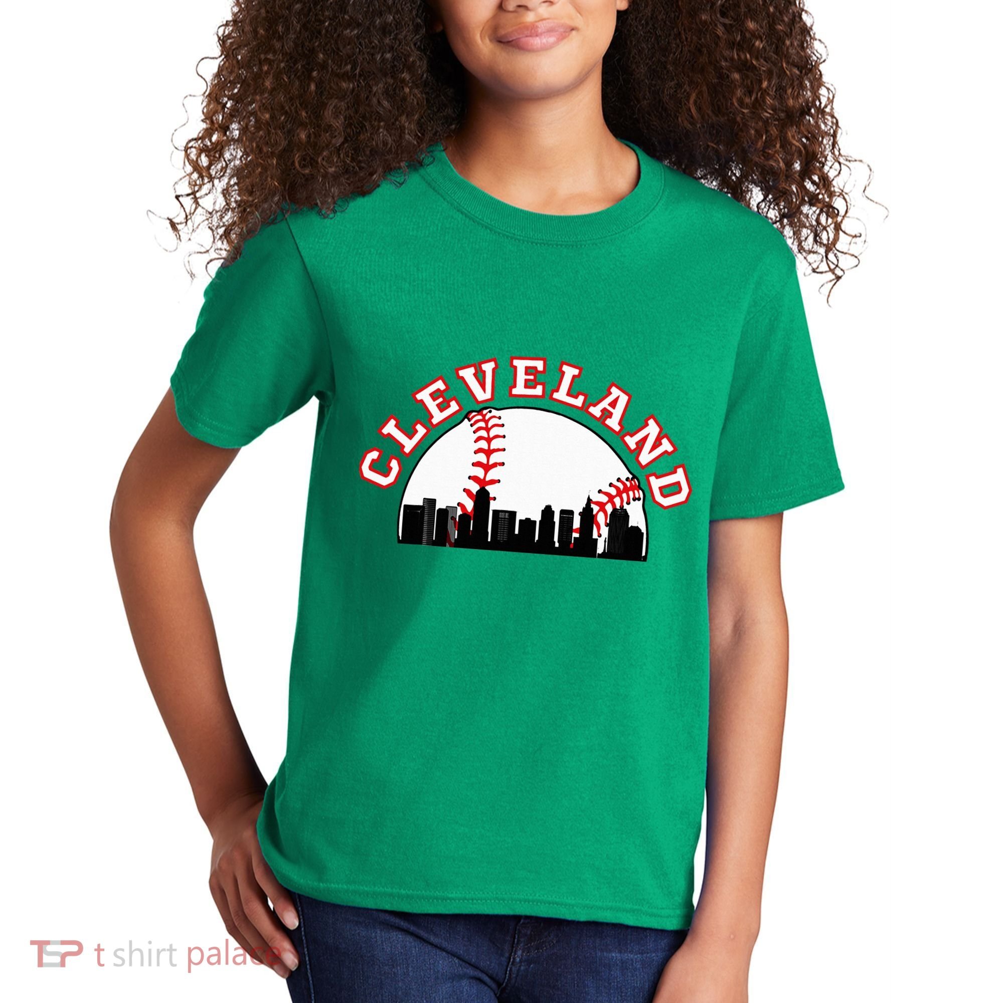 Cleveland Baseball Cleveland Oh Cityscape Cle Skyline Kids T-Shirt