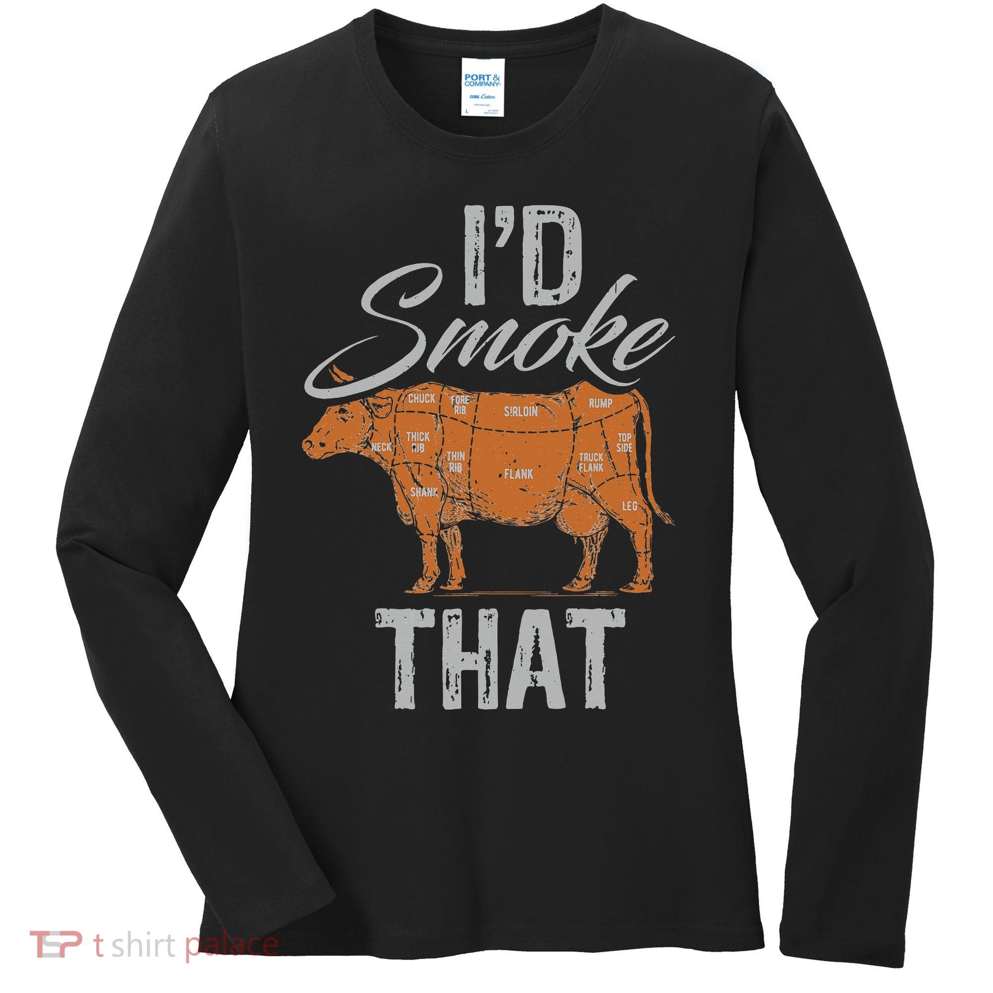 Chef Butcher Cook BBQ Cow Beef Funny Sayings Meat Lover Fan Women's Long Sleeve Shirt