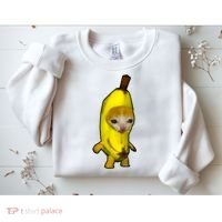 Cute Banana Cat Happy Bananacat Meme Kitty Cat Lovers Meme Sweatshirt thumb 2