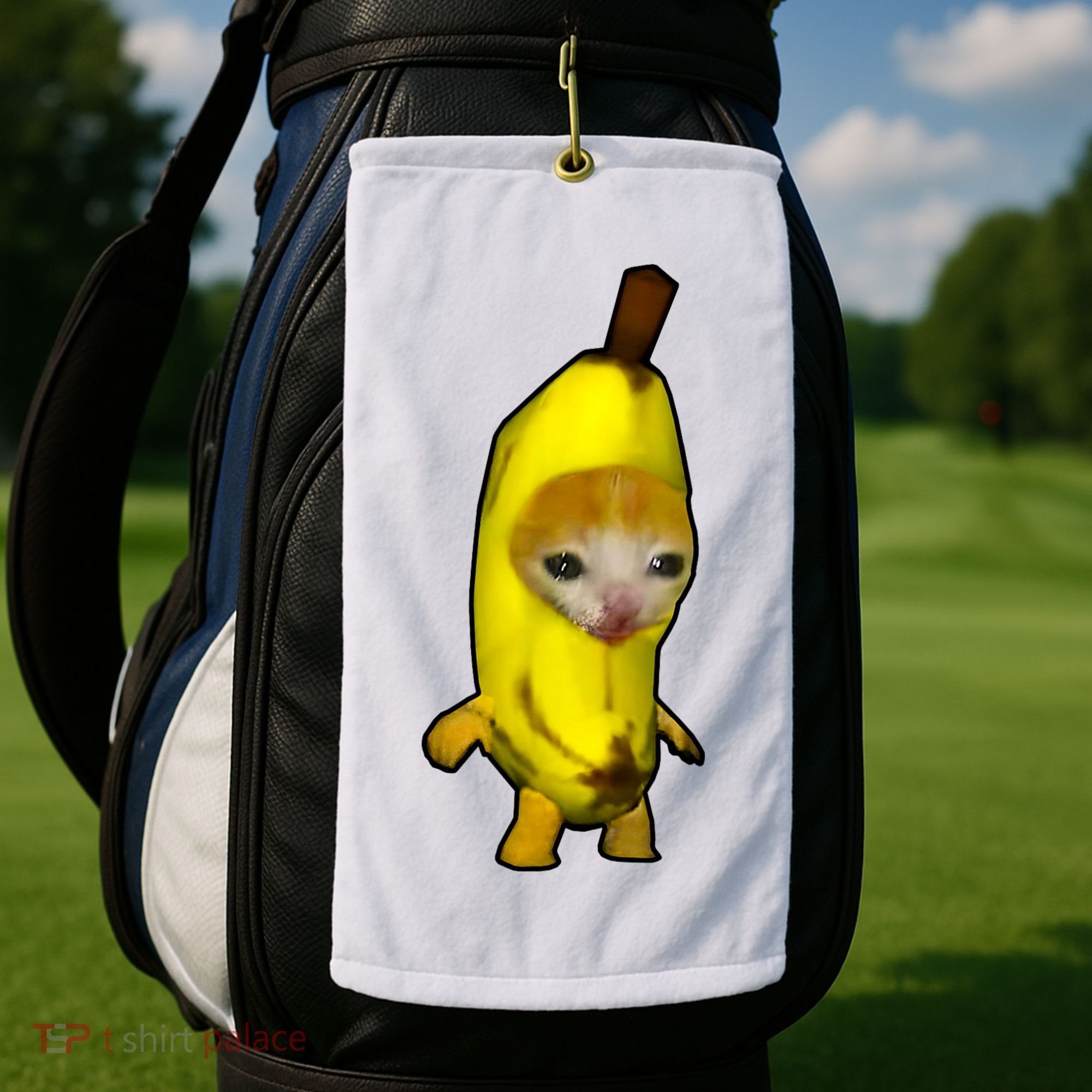Cute Banana Cat Happy Bananacat Meme Kitty Cat Lovers Meme Golf Towel