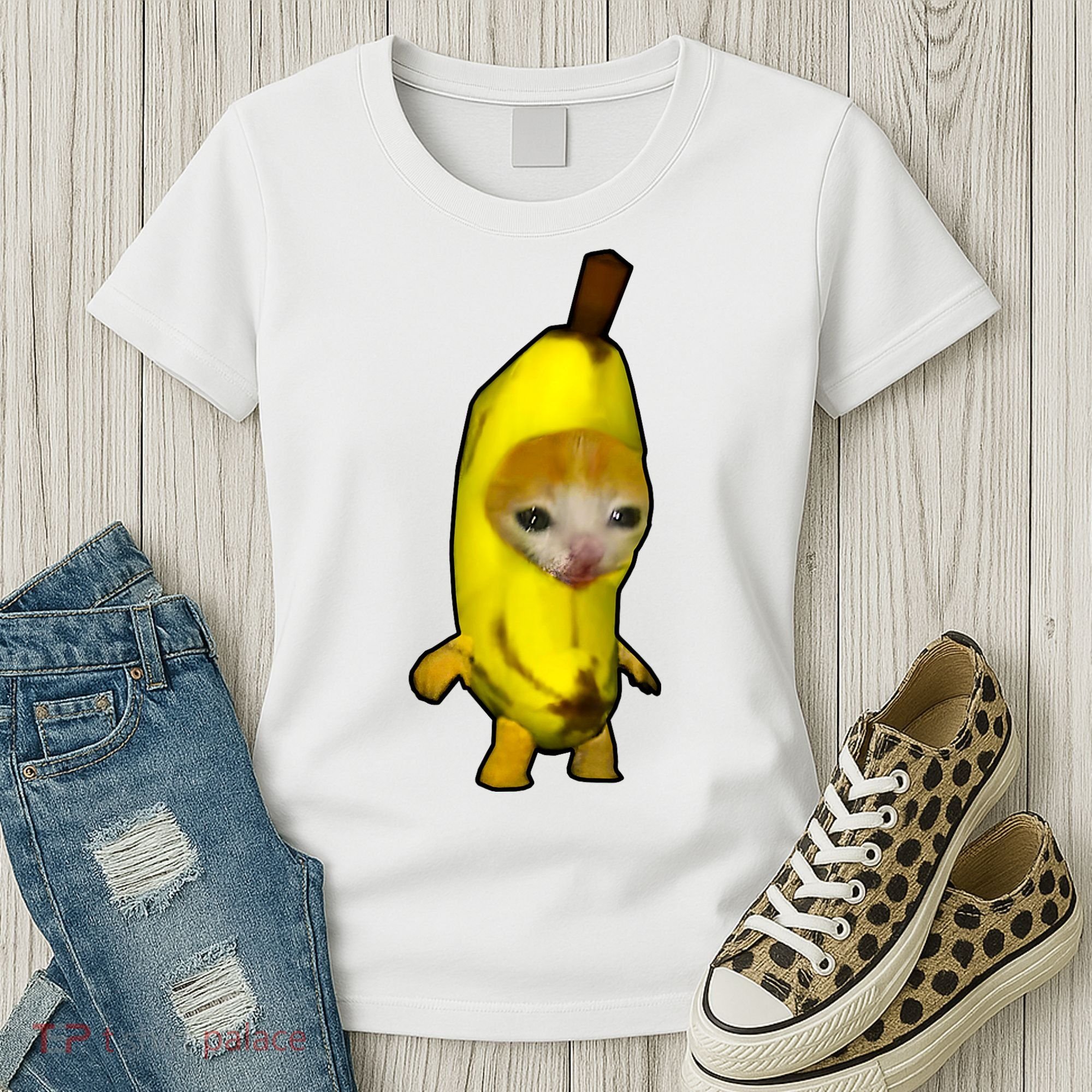 Cute Banana Cat Happy Bananacat Meme Kitty Cat Lovers Meme Women's T-Shirt