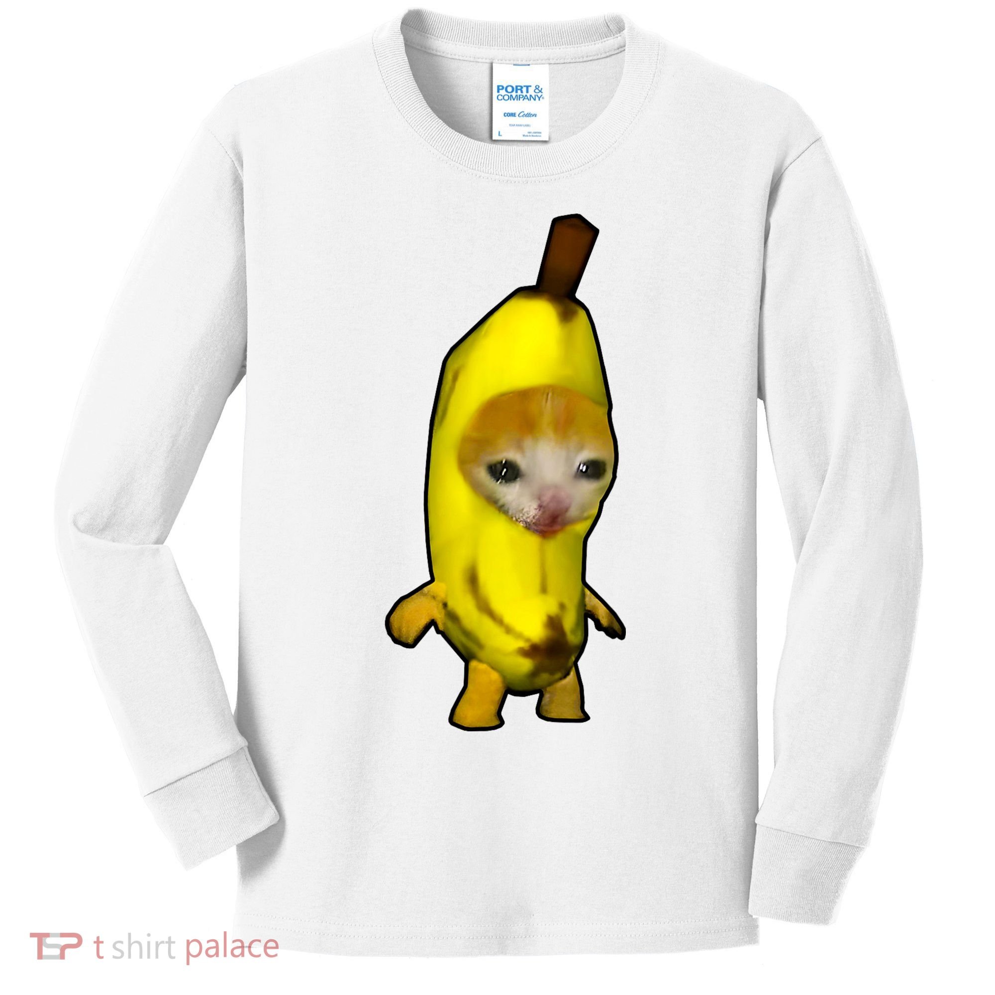 Cute Banana Cat Happy Bananacat Meme Kitty Cat Lovers Meme Kids Long Sleeve Shirt