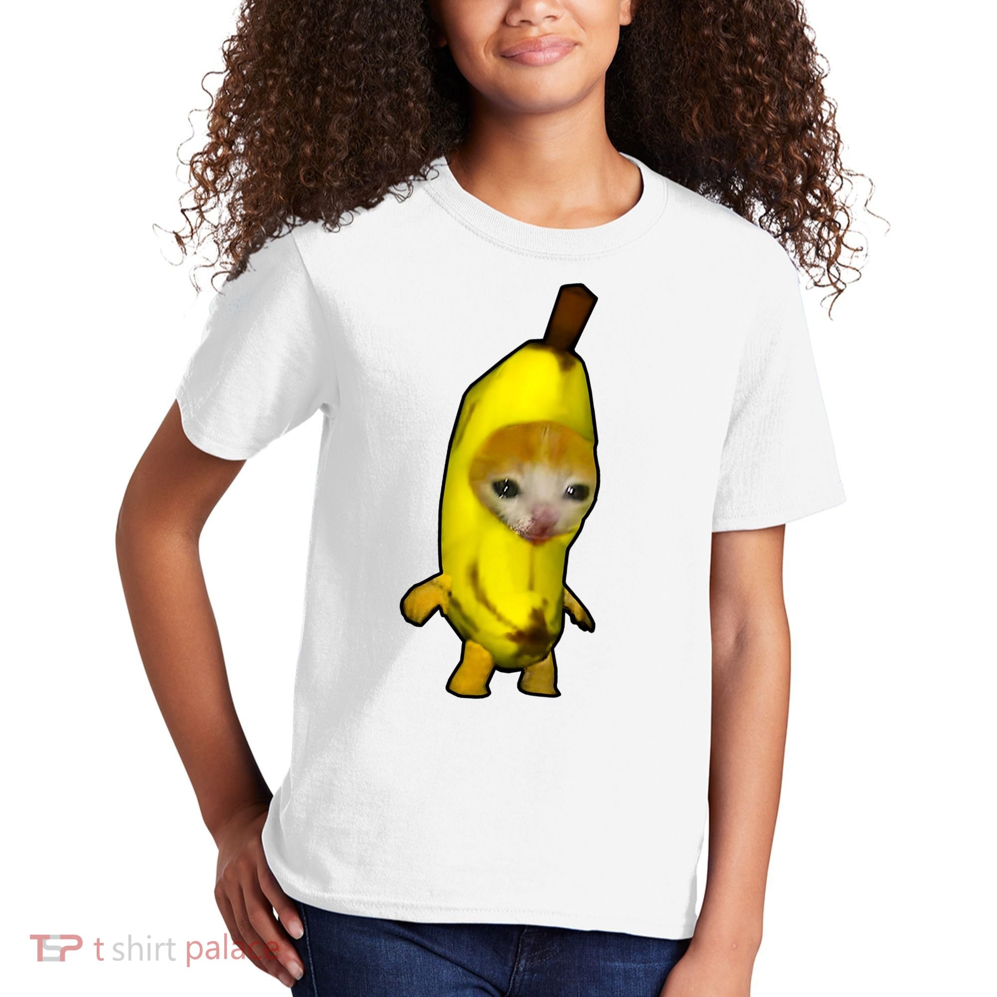 Cute Banana Cat Happy Bananacat Meme Kitty Cat Lovers Meme Kids T-Shirt