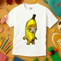 Cute Banana Cat Happy Bananacat Meme Kitty Cat Lovers Meme Kids T-Shirt thumb 3