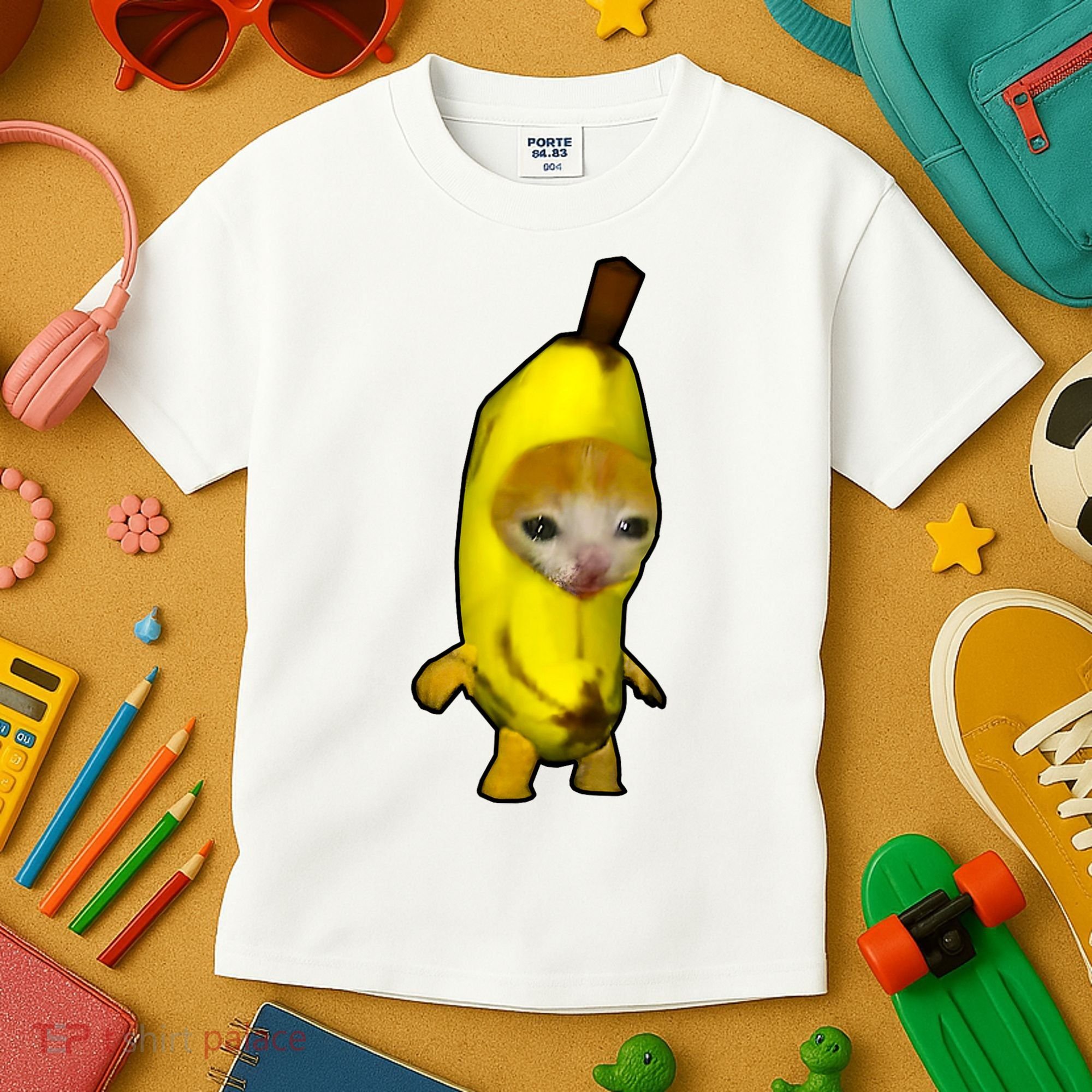Cute Banana Cat Happy Bananacat Meme Kitty Cat Lovers Meme Kids T-Shirt