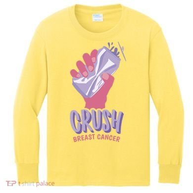 Crush Breast Cancer Can Kids Long Sleeve Shirt