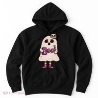 Cute Boo Creepy Scary Skull Skeleton Hoodie thumb 0