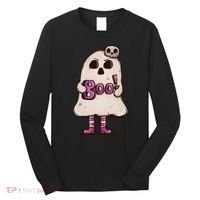 Cute Boo Creepy Scary Skull Skeleton Long Sleeve Shirt thumb 0