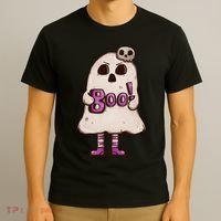 Cute Boo Creepy Scary Skull Skeleton T-Shirt thumb 3