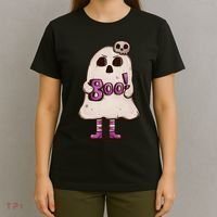 Cute Boo Creepy Scary Skull Skeleton T-Shirt thumb 4