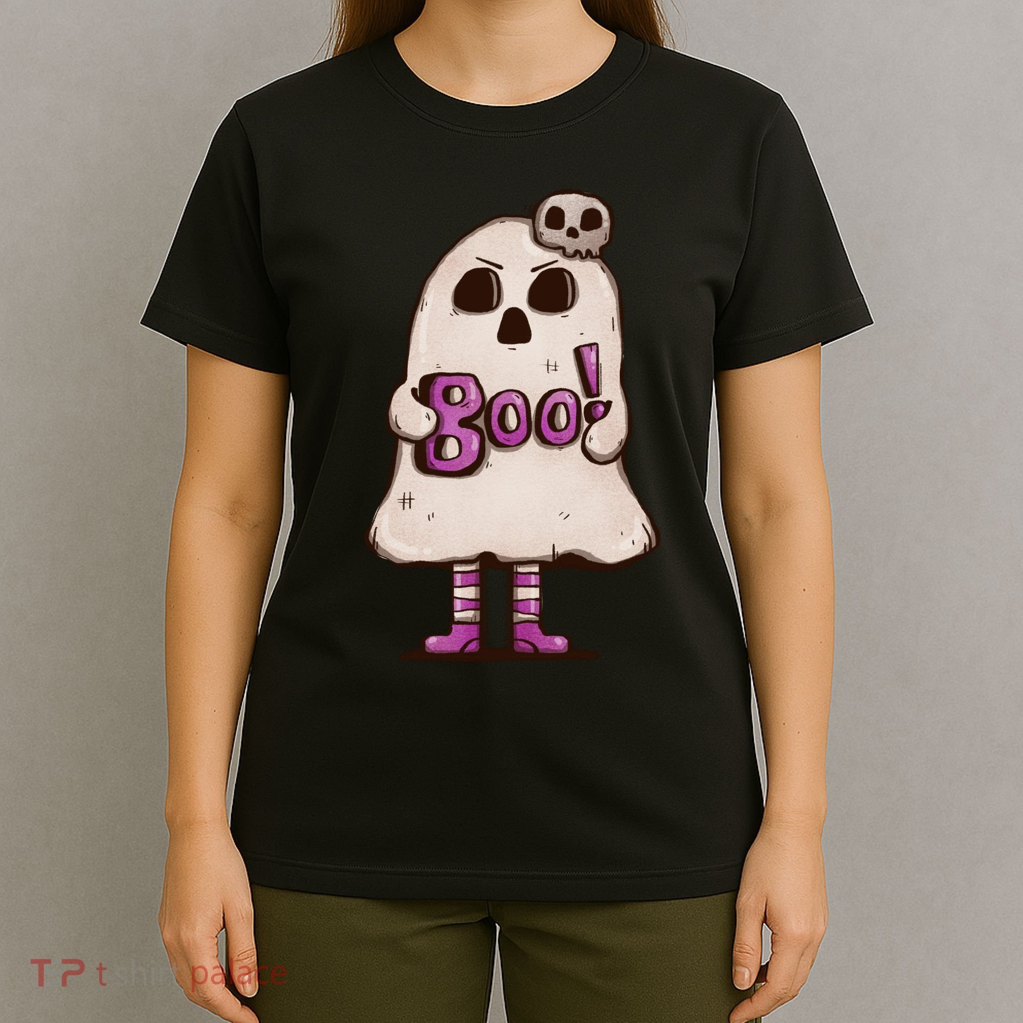 Cute Boo Creepy Scary Skull Skeleton T-Shirt